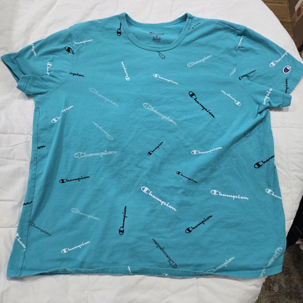 Champion Men's Blue Logo T-Shirt